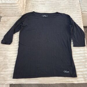 Vixxon Womens Black Scoop Neck Top Size 2X 3/4 Sleeve Knit Blouse Pullover Tee